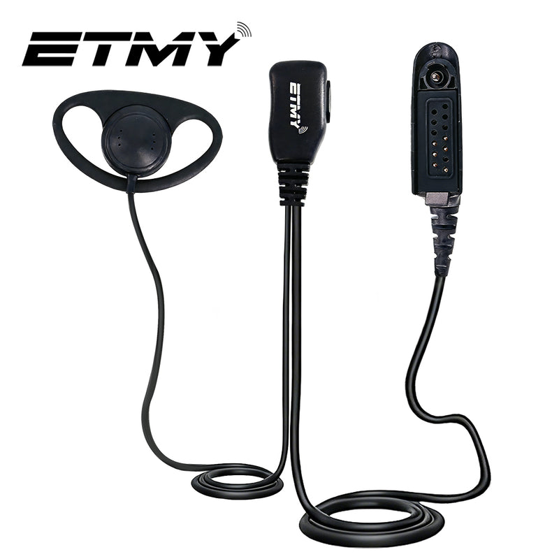 ETMY ET-ER2700 2-Wire Surveillance Earpiece with PTT Mic | Compatible with Motorola HT1250 HT750 HT1550 GP328 GP330 GP340 GP360 MTX850 MTX950 | Two-Way Radio Headset