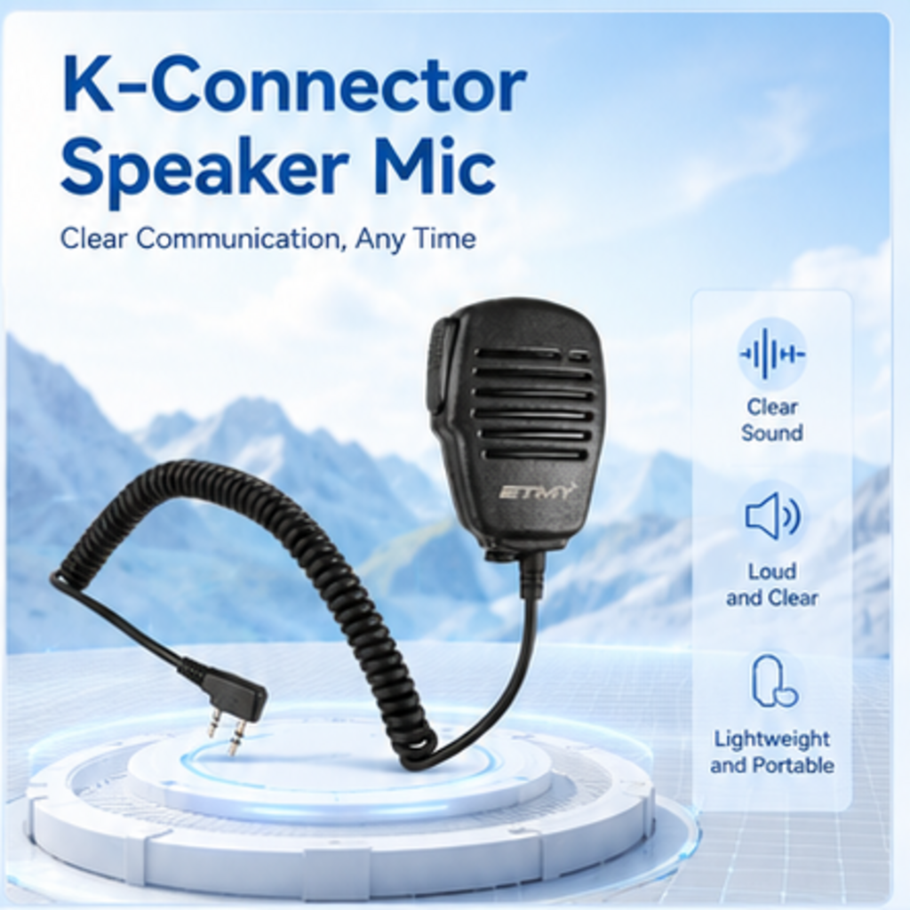 ETMY ET-MH400 K-Connector Walkie Talkie Speaker Mic with Noise Reduction & 360° Rotating Clip