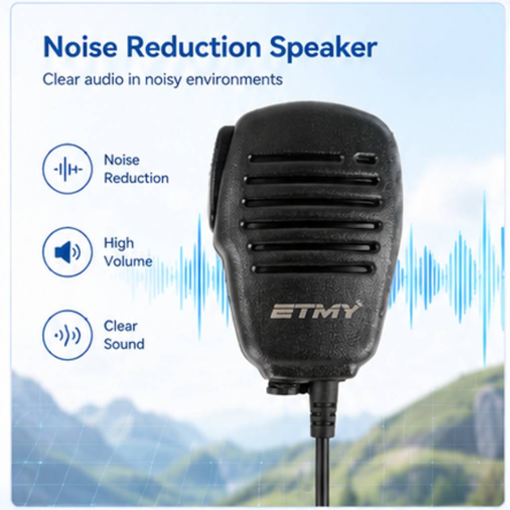 ETMY ET-MH400 K-Connector Walkie Talkie Speaker Mic with Noise Reduction & 360° Rotating Clip