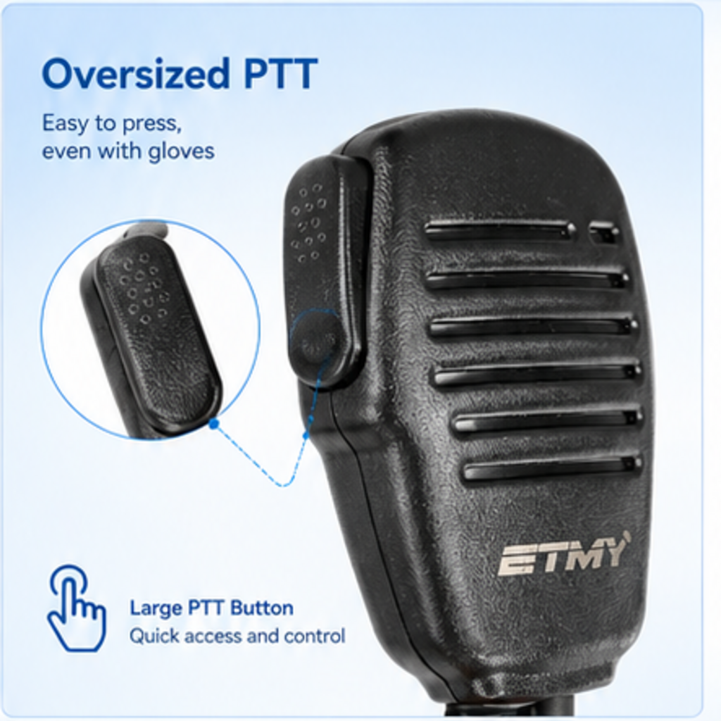 ETMY ET-MH400 K-Connector Walkie Talkie Speaker Mic with Noise Reduction & 360° Rotating Clip