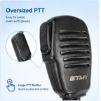 ETMY ET-MH400 K-Connector Walkie Talkie Speaker Mic with Noise Reduction & 360° Rotating Clip