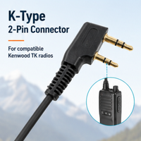 ETMY ET-ER20 Single-Ear Walkie-Talkie Headset | K Connector | 360° Rotating Clip | Compatible with Kenwood TK Series
