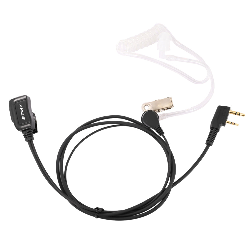 ETMY ET-ERA100 Covert Air Tube Earpiece with PTT Mic | K-Plug Dual Pin | Compatible with Baofeng BF-888S UV-5R | Hotel Restaurant Outdoor Walkie Talkie Headset