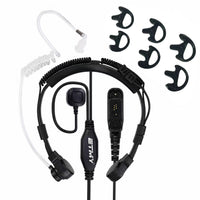 ETMY ET-ER403 Throat Mic Covert Air Tube Radio Earpiece Detachable Finger PTT, Motorola Multi-pin Side Connector Compatible with Motorola APX 6000/XPR 7550e series, for Hotel Airsoft Camping