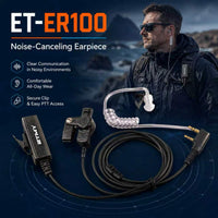 ETMY ET-ER100 Noise-Canceling Walkie-Talkie Earpiece with PTT | Air Acoustic Tube | K Plug | Compatible with Baofeng UV-82 UV-5R UV-5RA UV-6R BF-888S