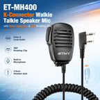 ETMY ET-MH400 K-Connector Walkie Talkie Speaker Mic with Noise Reduction & 360° Rotating Clip