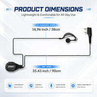 ET-ERA20 Two-Way Radio Earpiece Headset with Mic | K-Plug | 360° Rotating Clip | G-Shape Ear Hook