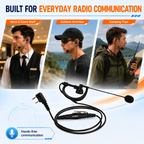 ET-ERHM70 Walkie Talkie Ear Hook Headset with Boom Microphone | No Clip Needed