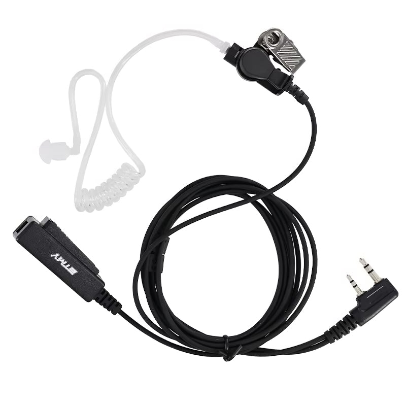 ETMY ET-ER100 Noise-Canceling Walkie-Talkie Earpiece with PTT | Air Acoustic Tube | K Plug | Compatible with Baofeng UV-82 UV-5R UV-5RA UV-6R BF-888S