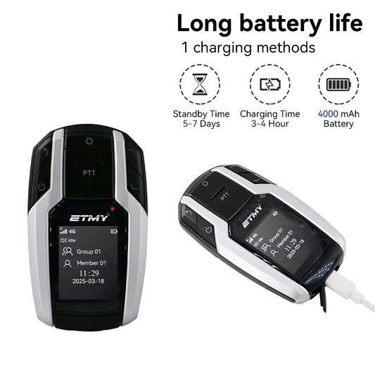ETMY ET-C15 4G Radios Unlimited Range Walkie Talkie 2 Pack – Free Data Service for Life of Device