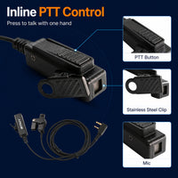 ETMY ET-ER100 Noise-Canceling Walkie-Talkie Earpiece with PTT | Air Acoustic Tube | K Plug | Compatible with Baofeng UV-82 UV-5R UV-5RA UV-6R BF-888S