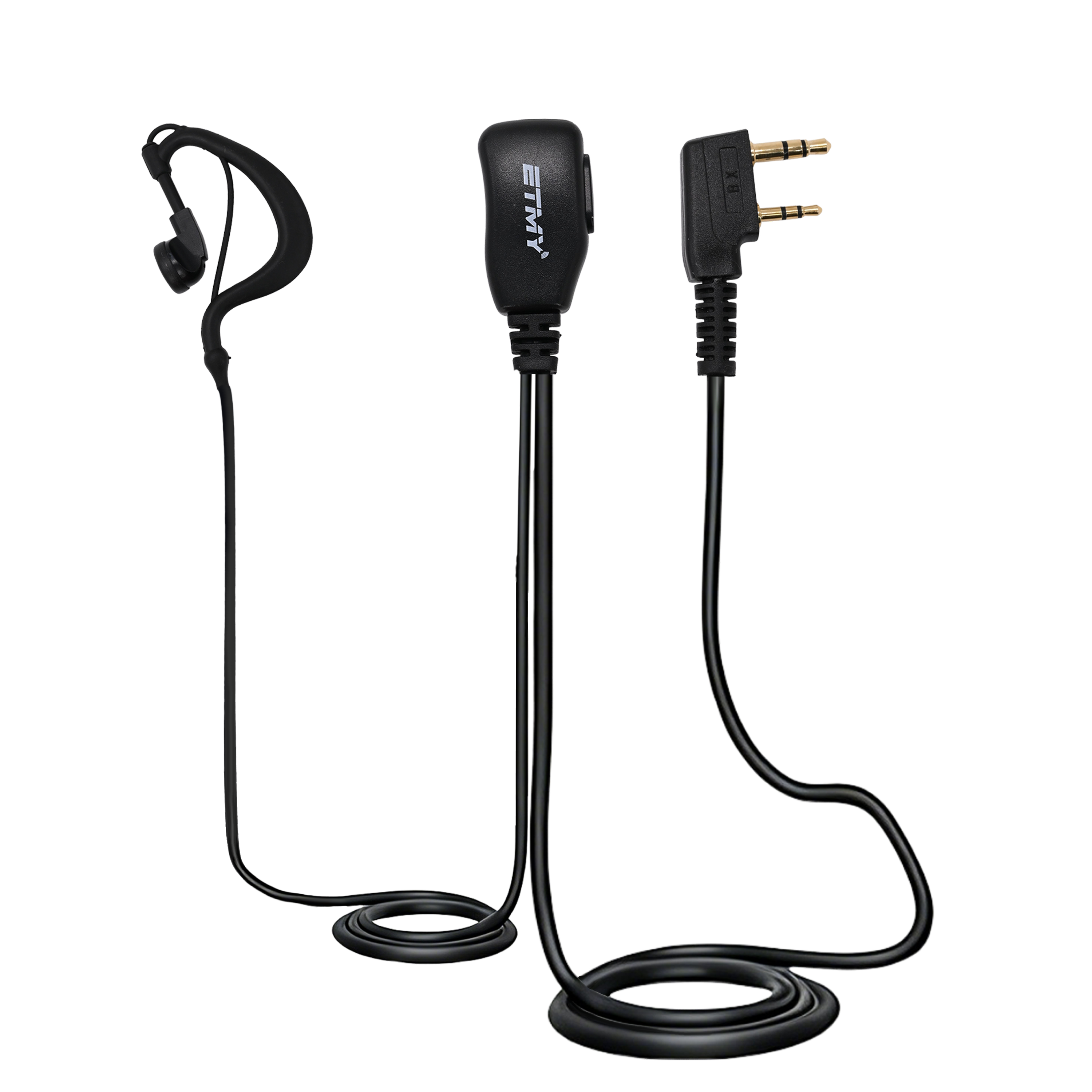ETMY ET-ER20 Single-Ear Walkie-Talkie Headset | K Connector | 360° Rotating Clip | Compatible with Kenwood TK Series