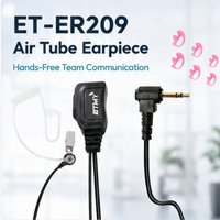 ETMY ET-ER209 Upgraded 2.5mm Air Tube Surveillance Earpiece Compatible with Motorola T200TP T260 T100 | Detachable Earbud, 360° Clip, Large PTT