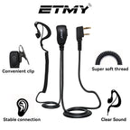 ETMY Walkie-Talkie G-Shape Earpiece with Coiled Cable & PTT Mic