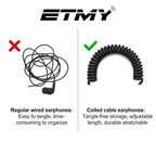 ETMY Walkie-Talkie G-Shape Earpiece with Coiled Cable & PTT Mic