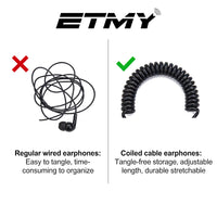 ETMY Walkie-Talkie G-Shape Earpiece with Coiled Cable & PTT Mic