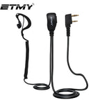 ETMY Walkie-Talkie G-Shape Earpiece with Coiled Cable & PTT Mic