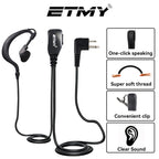 ETMY G-Shape Earpiece with PTT Mic | Compatible with Motorola DTR550 DTR700 RDU4100 RDU4160D RMU2040 RMU2080D RMU2080 DLR1020 CLS1410 CLS1110 | 2-Pin Coiled Cable Headset