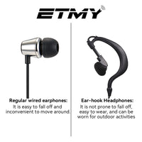 ETMY G-Shape Earpiece with PTT Mic | Compatible with Motorola DTR550 DTR700 RDU4100 RDU4160D RMU2040 RMU2080D RMU2080 DLR1020 CLS1410 CLS1110 | 2-Pin Coiled Cable Headset