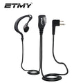ETMY G-Shape Earpiece with PTT Mic | Compatible with Motorola DTR550 DTR700 RDU4100 RDU4160D RMU2040 RMU2080D RMU2080 DLR1020 CLS1410 CLS1110 | 2-Pin Coiled Cable Headset