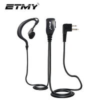 ETMY G-Shape Earpiece with PTT Mic | Compatible with Motorola DTR550 DTR700 RDU4100 RDU4160D RMU2040 RMU2080D RMU2080 DLR1020 CLS1410 CLS1110 | 2-Pin Coiled Cable Headset