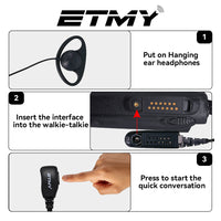 ETMY ET-ER2700 2-Wire Surveillance Earpiece with PTT Mic | Compatible with Motorola HT1250 HT750 HT1550 GP328 GP330 GP340 GP360 MTX850 MTX950 | Two-Way Radio Headset