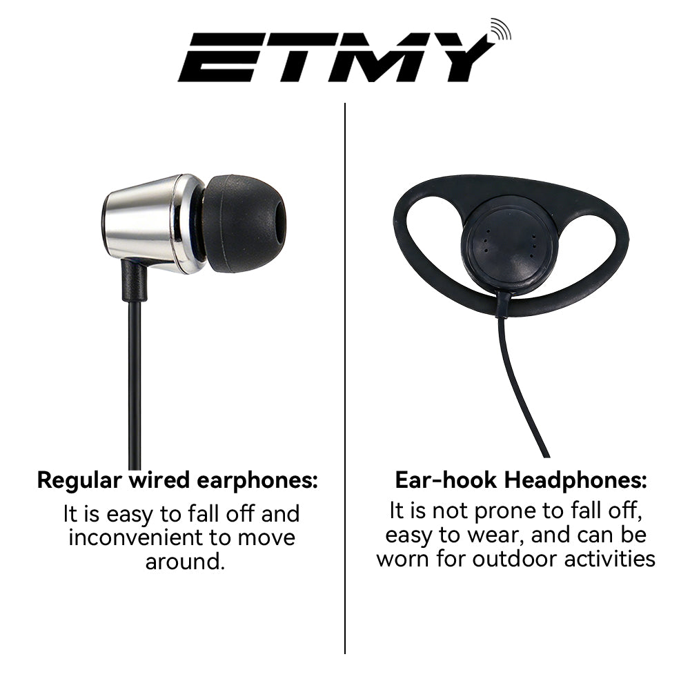 ETMY ET-ER2700 2-Wire Surveillance Earpiece with PTT Mic | Compatible with Motorola HT1250 HT750 HT1550 GP328 GP330 GP340 GP360 MTX850 MTX950 | Two-Way Radio Headset