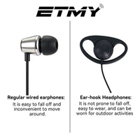 ETMY ET-ER2700 2-Wire Surveillance Earpiece with PTT Mic | Compatible with Motorola HT1250 HT750 HT1550 GP328 GP330 GP340 GP360 MTX850 MTX950 | Two-Way Radio Headset