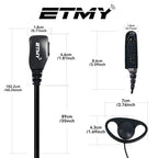 ETMY ET-ER2700 2-Wire Surveillance Earpiece with PTT Mic | Compatible with Motorola HT1250 HT750 HT1550 GP328 GP330 GP340 GP360 MTX850 MTX950 | Two-Way Radio Headset