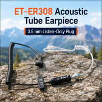 ETMY ET-ER308 3.5mm Acoustic Tube Earpiece with Coiled Cable for Motorola CP200 GP300 EP450 PR400