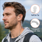 ETMY ET-ER300 Detachable Acoustic Tube Earpiece with Inline Mic & Coiled Cable for Baofeng UV-5R BF-888S Kenwood TK NX Series