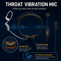 ETMY ET-ER402 Throat Mic Headset | Compatible with Motorola XIR P6600 XPR3300e E8600 | Hotel  Outdoor Tactical