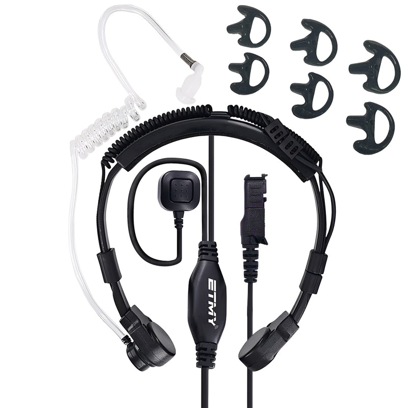 ETMY ET-ER402 Throat Mic Headset | Compatible with Motorola XIR P6600 XPR3300e E8600 | Hotel  Outdoor Tactical