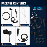ETMY ET-ER403 Throat Mic Covert Air Tube Radio Earpiece Detachable Finger PTT, Motorola Multi-pin Side Connector Compatible with Motorola APX 6000/XPR 7550e series, for Hotel Airsoft Camping