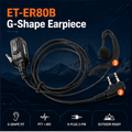 ETMY ET-ER80B G-Shape Walkie Talkie Earpiece with Mic & Large PTT | K-Plug 2-Pin | Baofeng UV-5R 888S Kenwood Compatible