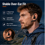 ETMY ET-ER80B G-Shape Walkie Talkie Earpiece with Mic & Large PTT | K-Plug 2-Pin | Baofeng UV-5R 888S Kenwood Compatible