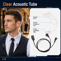 ETMY ET-ERA100 Covert Air Tube Earpiece with PTT Mic | K-Plug Dual Pin | Compatible with Baofeng BF-888S UV-5R | Hotel Restaurant Outdoor Walkie Talkie Headset