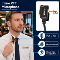 ETMY ET-ERA100 Covert Air Tube Earpiece with PTT Mic | K-Plug Dual Pin | Compatible with Baofeng BF-888S UV-5R | Hotel Restaurant Outdoor Walkie Talkie Headset