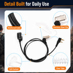 ETMY ET-ERA100 Covert Air Tube Earpiece with PTT Mic | K-Plug Dual Pin | Compatible with Baofeng BF-888S UV-5R | Hotel Restaurant Outdoor Walkie Talkie Headset