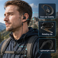 ET-ERA20 Two-Way Radio Earpiece Headset with Mic | K-Plug | 360° Rotating Clip | G-Shape Ear Hook