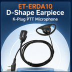 ETMY ET-ERDA10 D-Shape Walkie Talkie Earpiece Microphone | One-Touch PTT, K-Plug, Compatible with Baofeng BF-888S UV-5R