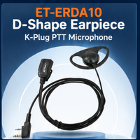 ETMY ET-ERDA10 D-Shape Walkie Talkie Earpiece Microphone | One-Touch PTT, K-Plug, Compatible with Baofeng BF-888S UV-5R