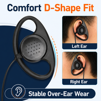 ETMY ET-ERDA10 D-Shape Walkie Talkie Earpiece Microphone | One-Touch PTT, K-Plug, Compatible with Baofeng BF-888S UV-5R