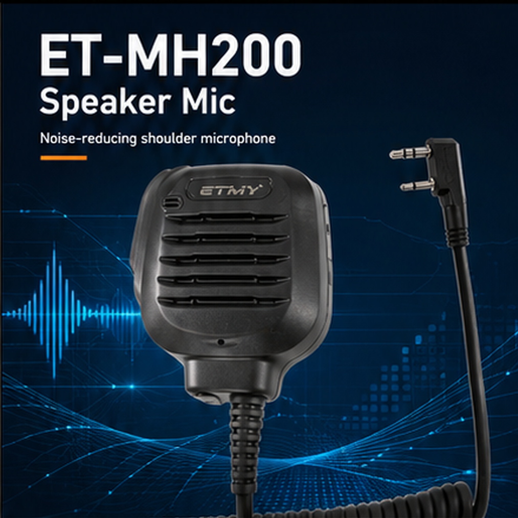 ETMY ET-MH200 Two-Way Radio Speaker Mic – Noise-Canceling Shoulder Microphone for Motorola, Baofeng BF-888S UV-5R UV-9R Plus, Kenwood TK-2107