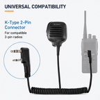 ETMY ET-MH200 Two-Way Radio Speaker Mic – Noise-Canceling Shoulder Microphone for Motorola, Baofeng BF-888S UV-5R UV-9R Plus, Kenwood TK-2107