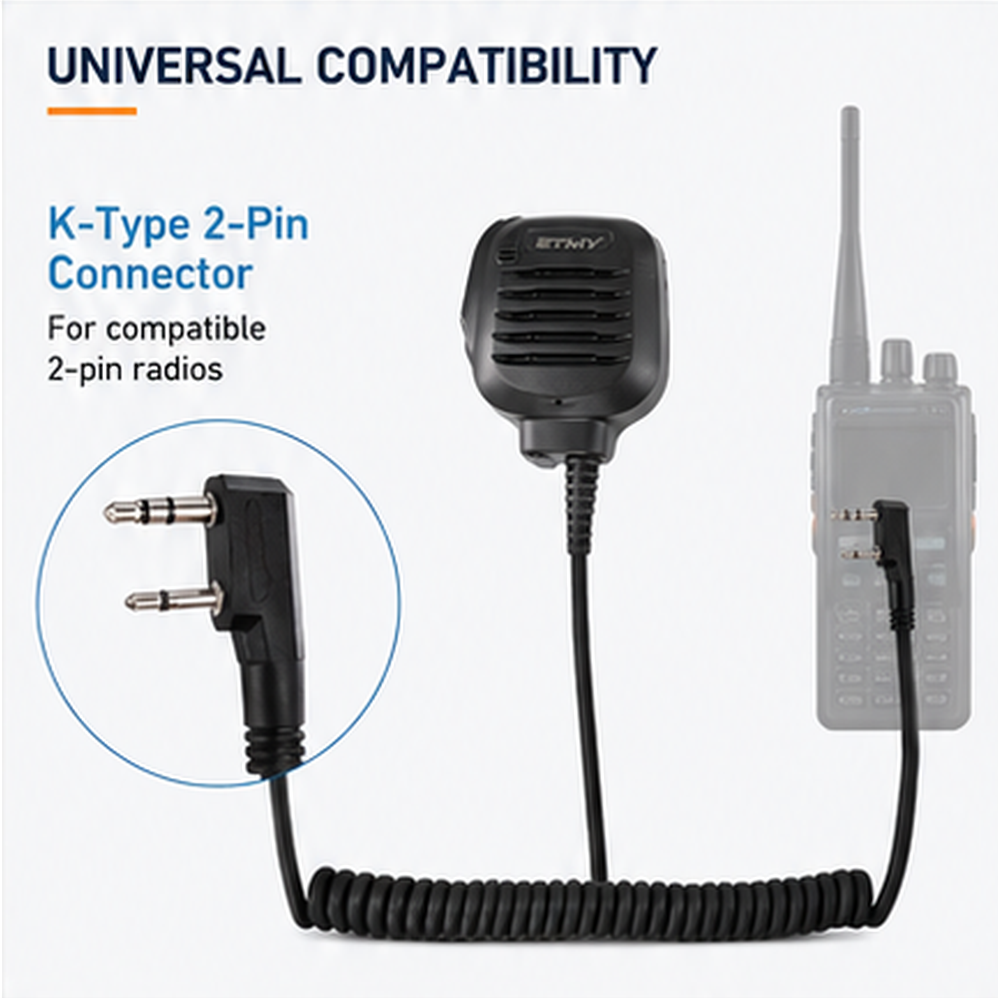 ETMY ET-MH200 Two-Way Radio Speaker Mic – Noise-Canceling Shoulder Microphone for Motorola, Baofeng BF-888S UV-5R UV-9R Plus, Kenwood TK-2107