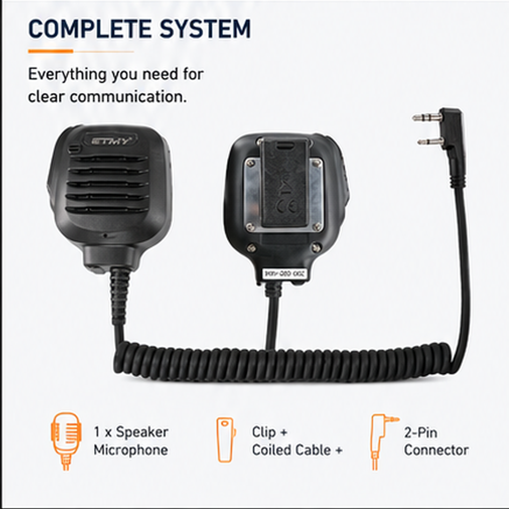 ETMY ET-MH200 Two-Way Radio Speaker Mic – Noise-Canceling Shoulder Microphone for Motorola, Baofeng BF-888S UV-5R UV-9R Plus, Kenwood TK-2107