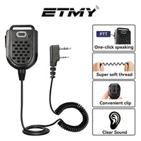 ETMY ET-MH20 Hand Speaker Mic – Noise-Canceling Two-Way Radio Shoulder Microphone for Motorola, Baofeng BF-888S UV-5R UV-9R Plus, Kenwood TK-2107