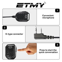 ETMY ET-MH20 Hand Speaker Mic – Noise-Canceling Two-Way Radio Shoulder Microphone for Motorola, Baofeng BF-888S UV-5R UV-9R Plus, Kenwood TK-2107