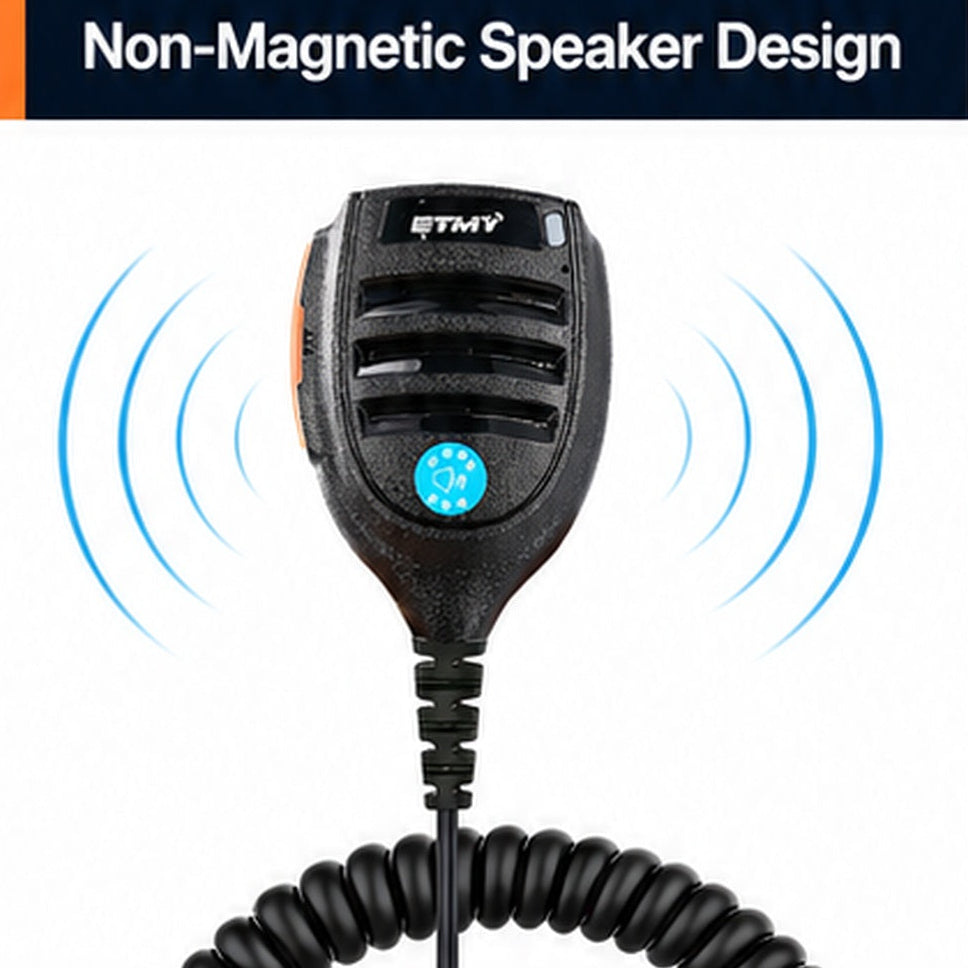 ETMY ET-MH30 Non-Magnetic Speaker Mic | 2-Pin Dual Plug Shoulder Microphone compatible with Baofeng BF-888S UV-5R | Coiled Cable Walkie-Talkie PTT Mic